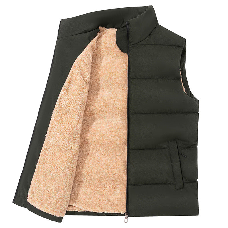 Winter Fleece Lined Coat Men's Outdoor Keep Warm Vest Jacket