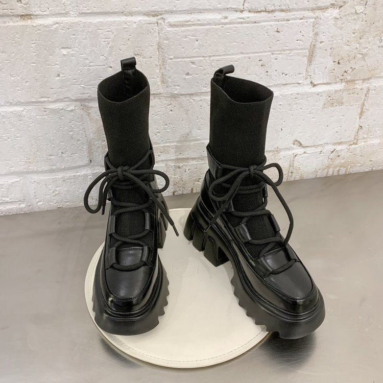 Women Fashion Short Tube Strap Elastic Ankle Boots