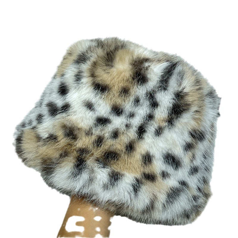 Designer Model Leopard Print Plush Fisherman Hat Children
