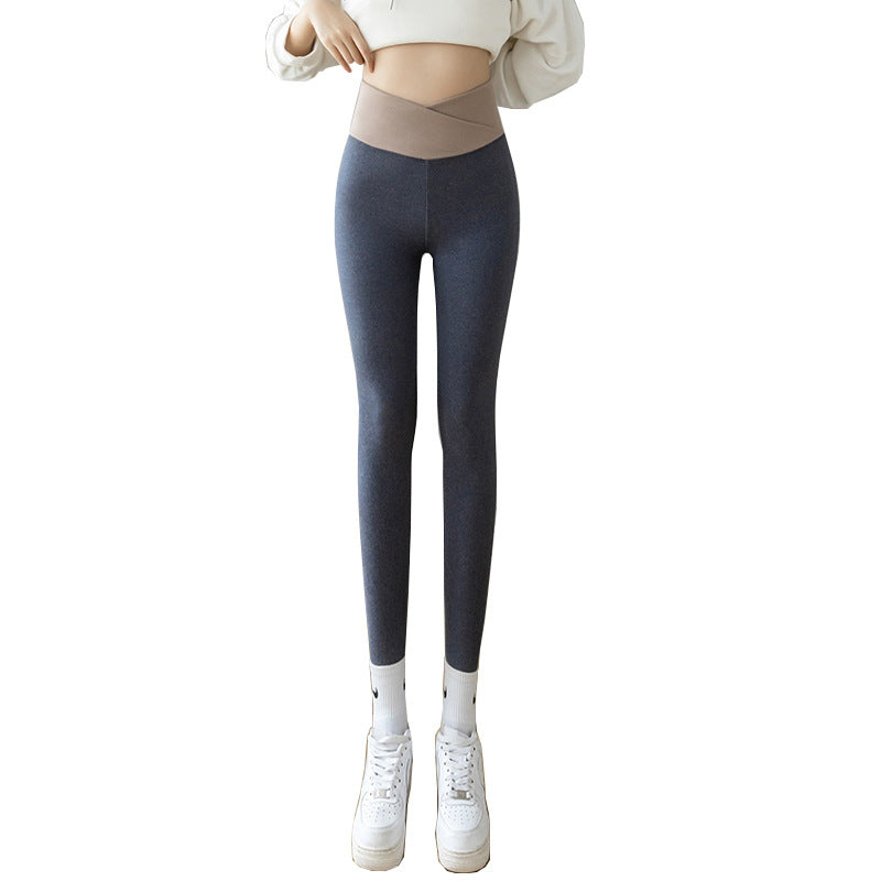 Cross Waist Leggings Women's High Waist Outerwear