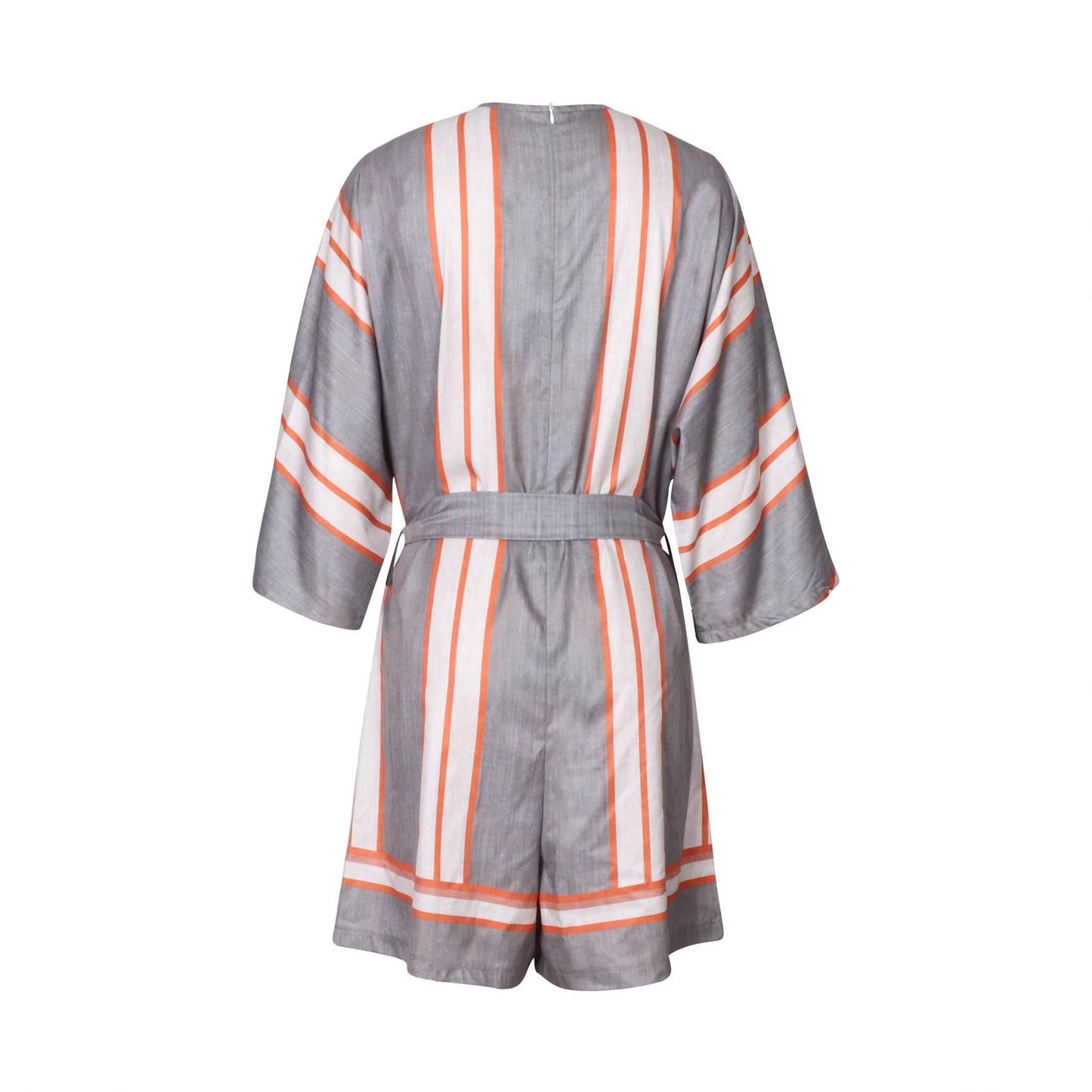 Relaxed-fit Striped Tie-front Jumpsuit Pants For Vacation