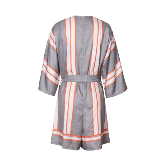 Relaxed-fit Striped Tie-front Jumpsuit Pants For Vacation