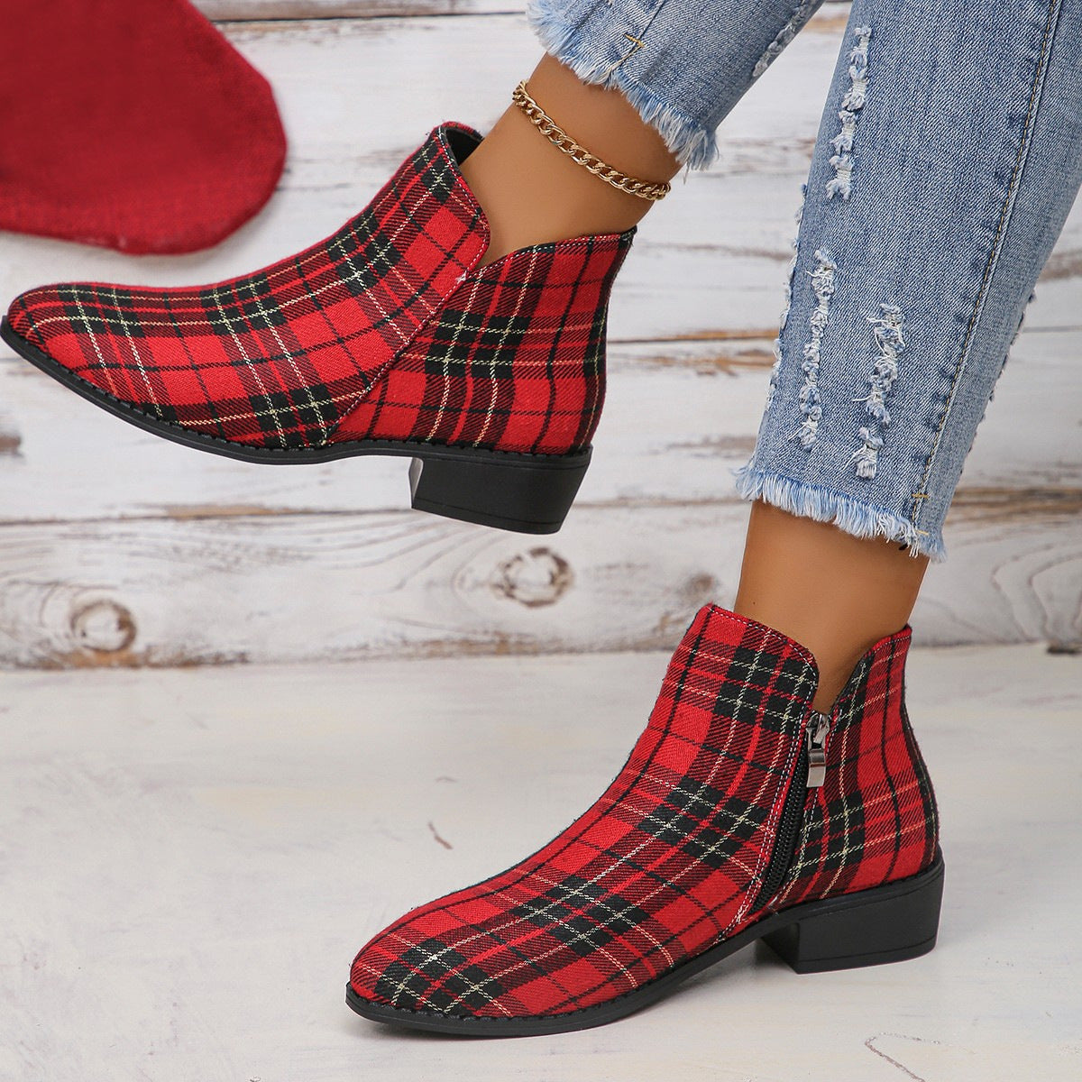 Women's New Houndstooth Pointed Casual Fashion Woolen Shoes