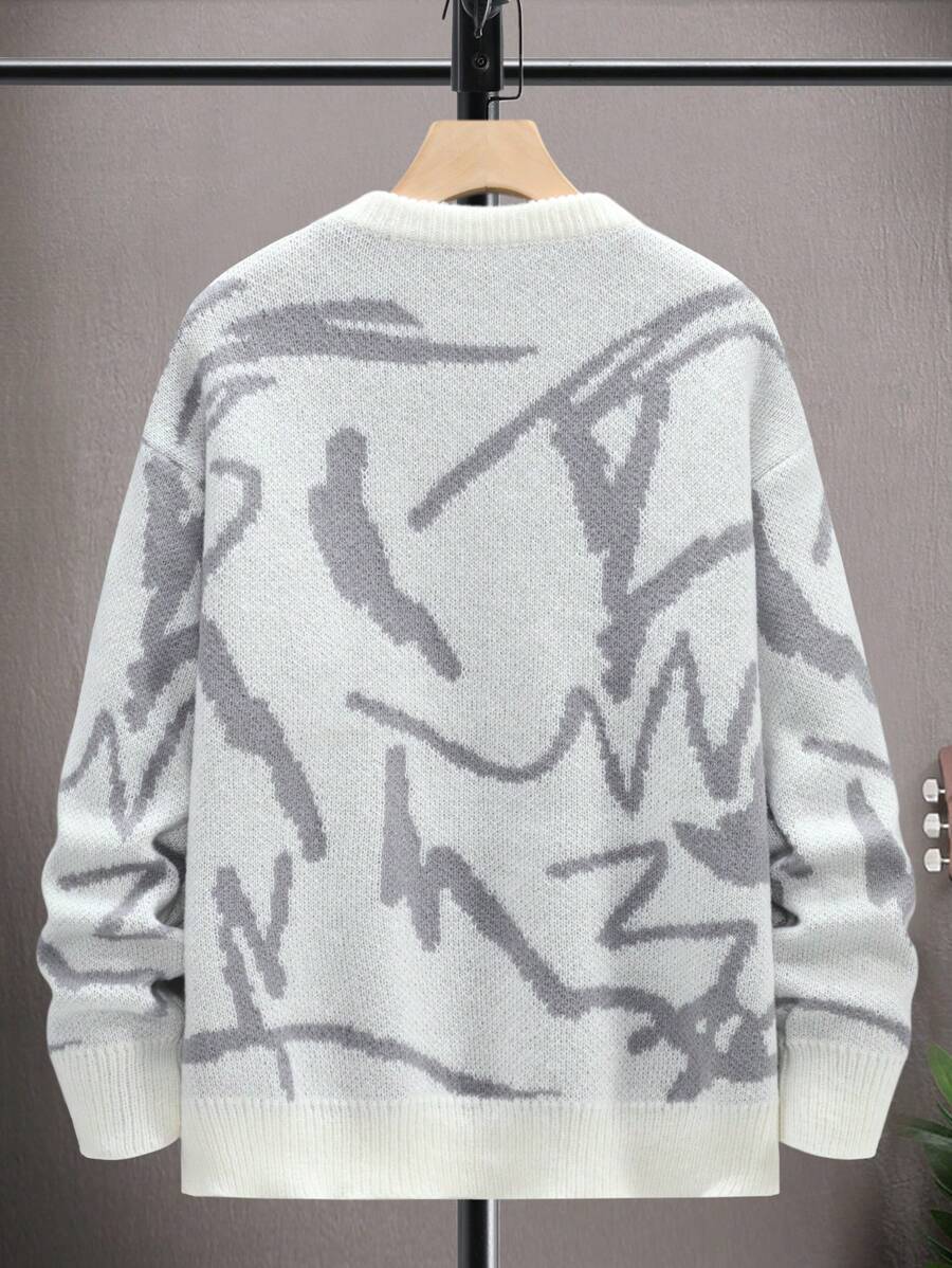 Men's Autumn And Winter Loose Round Neck Knitted Long-sleeved Jacket