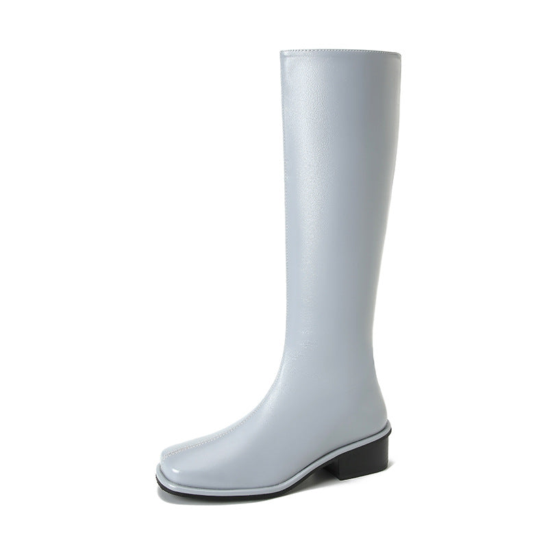 Square Toe Over-the-knee Stretch Chunky Heel Not Over The Knee Boots