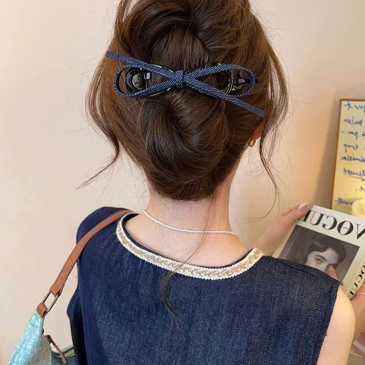 Love Denim Bow Triangle Grip Sense Of Atmosphere