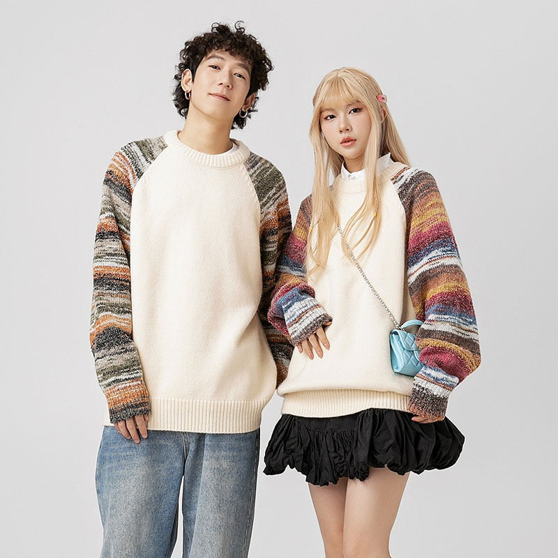 Lazy Round Neck Loose Knitted Top For Couples
