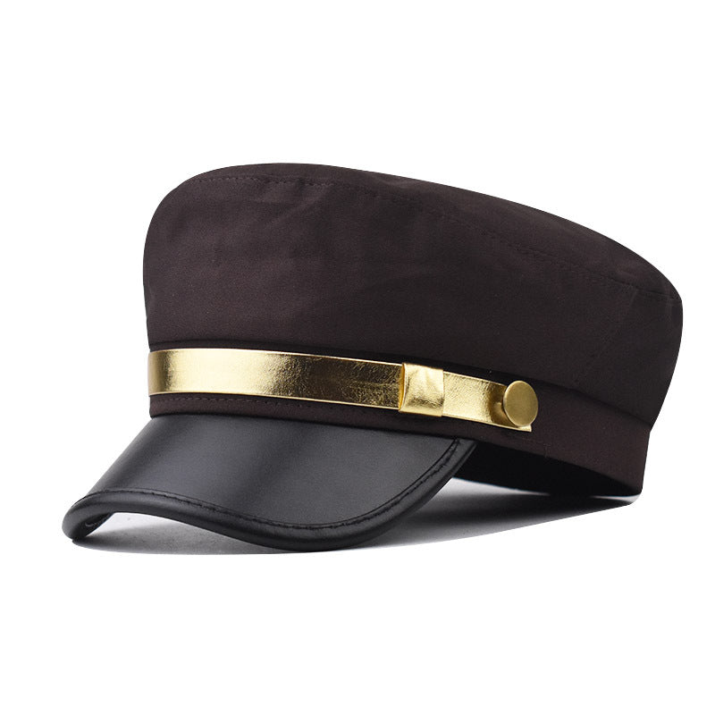 PU Leather Phnom Penh Flat-top Cap