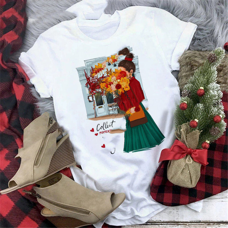 Christmas  Print Girlfriends Red T-Shirt