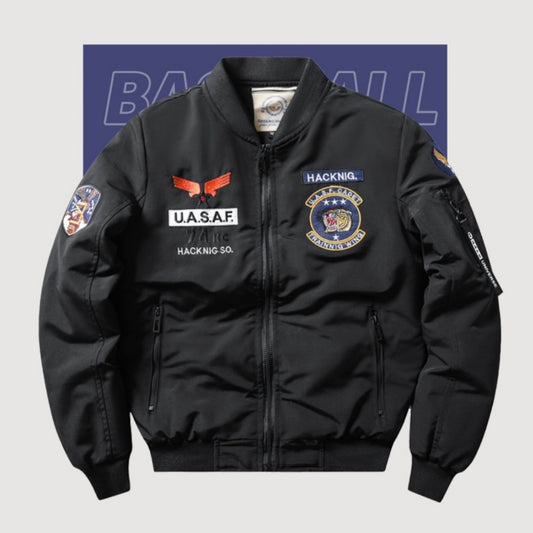 Slim-Fit Stand Collar Harley Motorcycle Men's Retro Embroidery Cotton-padded Coat Coat