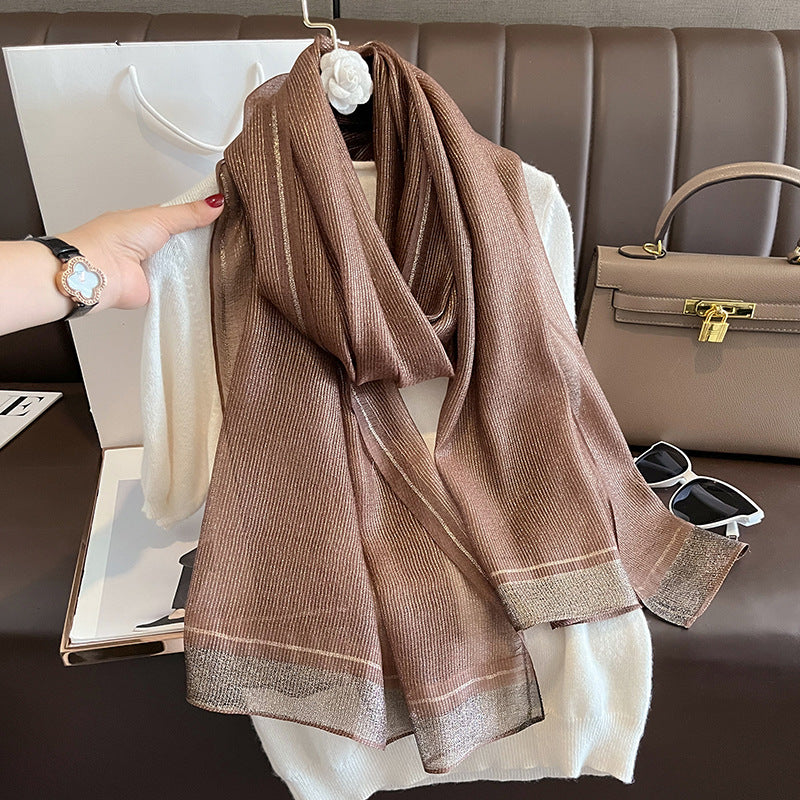 Women's Lightweight Silk Shawl, Elegant Long-style For Socialites