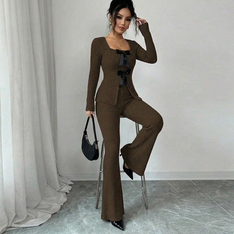 Women's Fashion Long-Sleeve Casual Pants Suit