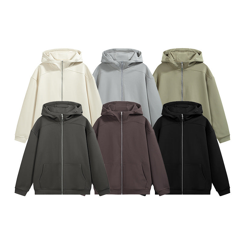 Smart Temperature Control Velvet Zipper Hooded Jacket