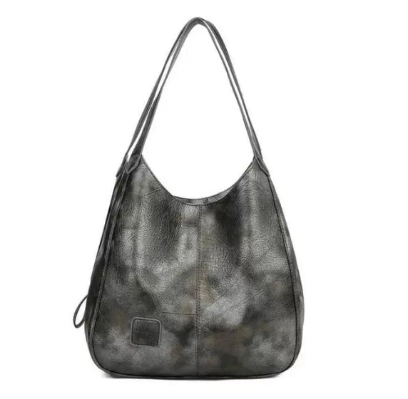 Vintage Large Capacity Shoulder Bags For Women Retro PU Leat