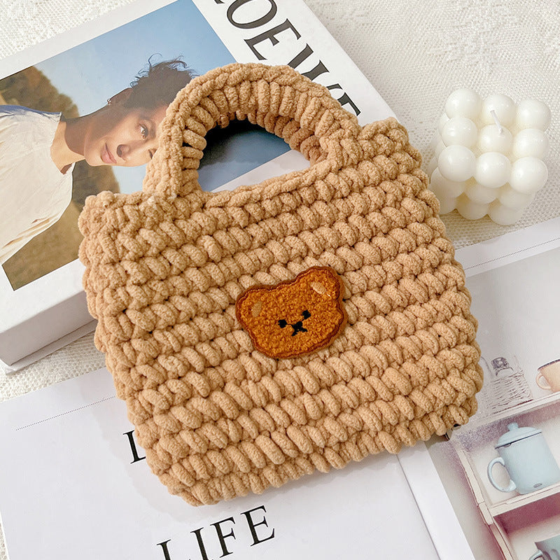 Hand-woven Ice Strip Thread Bear Handbag