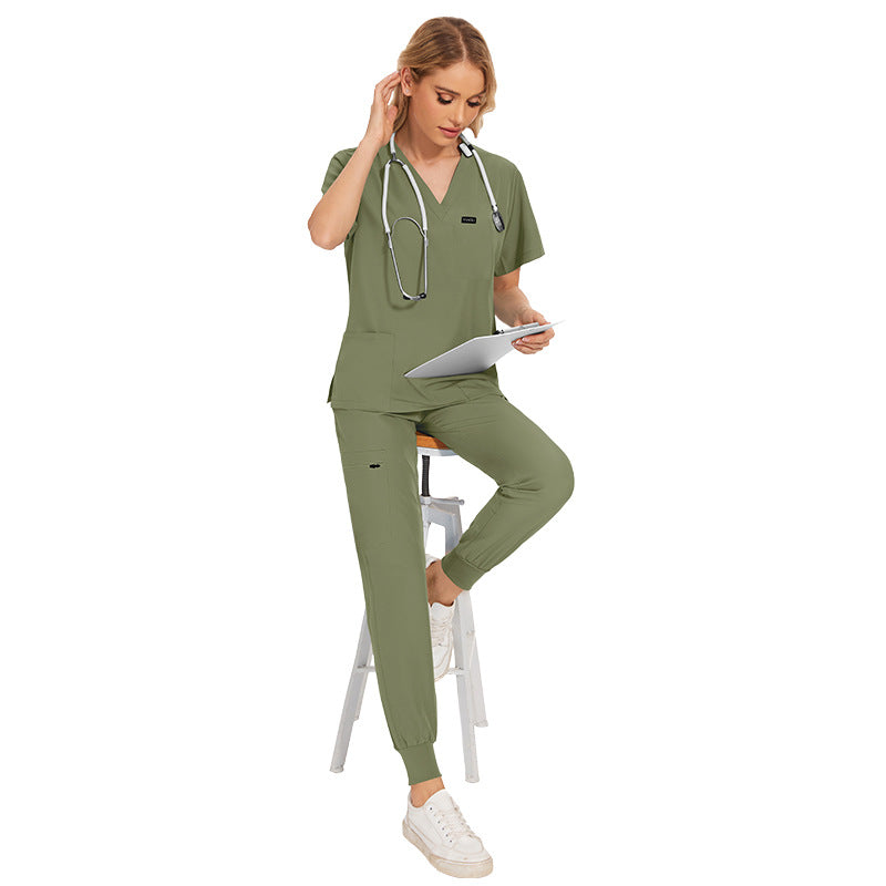 Mint-green Short-sleeve Nurse Jogging Workwear