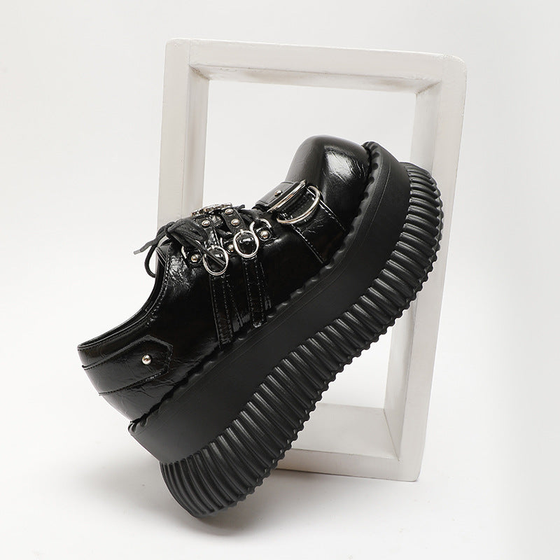 Platform Leather Shoes Women's Dark Japanese Style