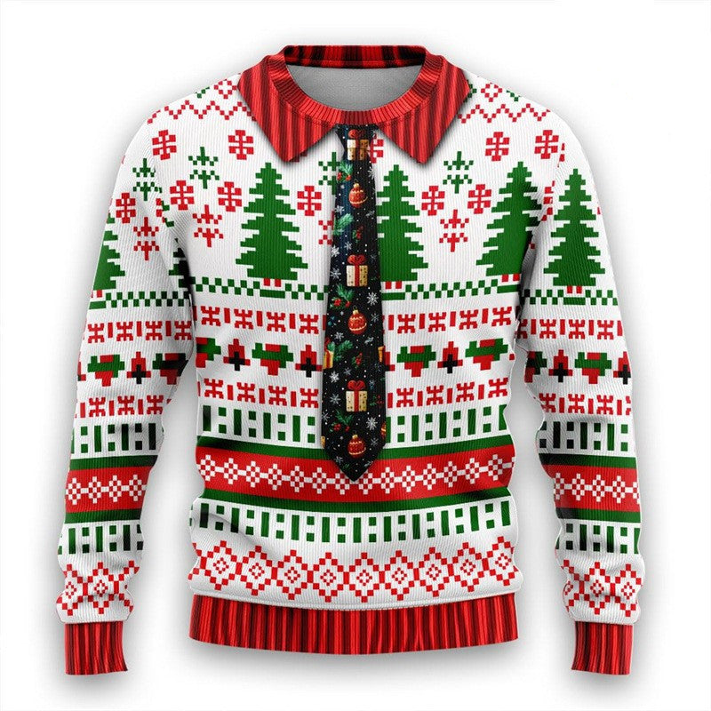 Men's Christmas 3D Print Round Neck Casual Sweater Coat