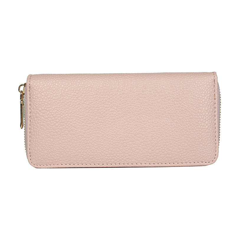 Mid-length Zipper Clutch Bag Fashion Solid Color PU Money Clip