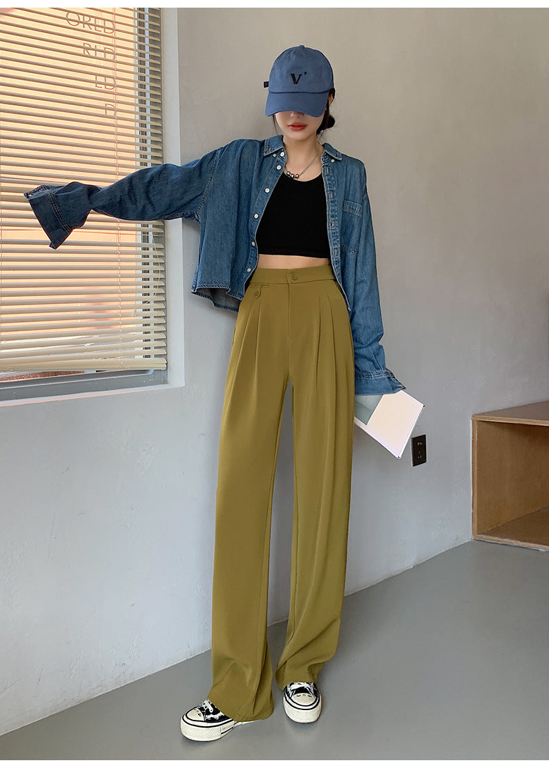 Women's Spring And Autumn High Waist Slim Drop In Suit Pants