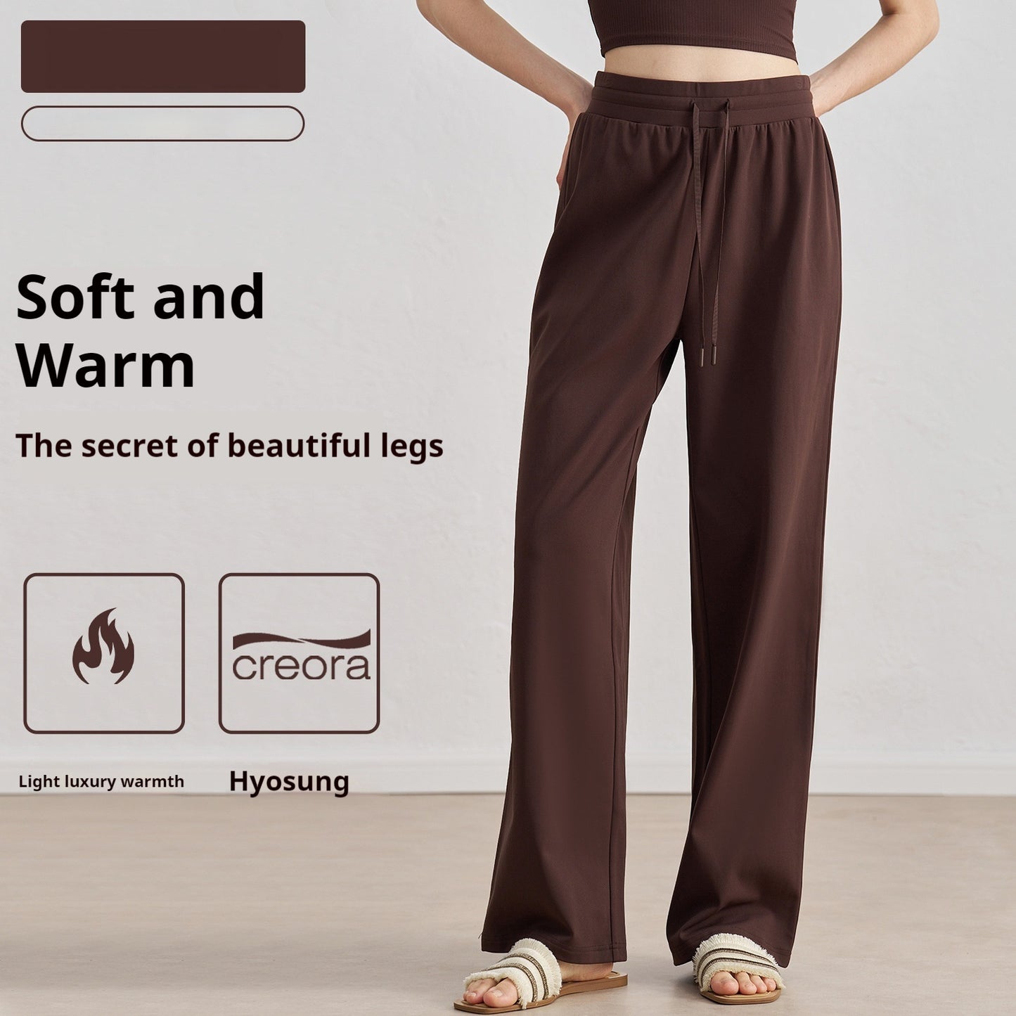 Thickened Wide Leg Straight Slimming All-matching Warm Casual Pants
