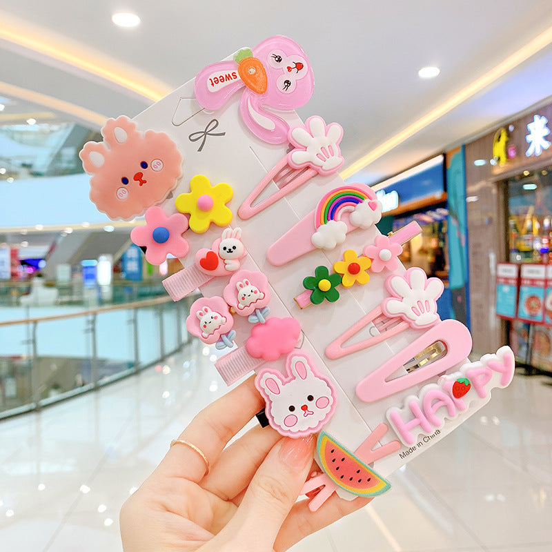 14PCS Toddler Hair Accessories Set  Colorful Rainbow Barrettes, Pins, Candy Fruits, Butterflies For Kids' Stylish Hairstyles