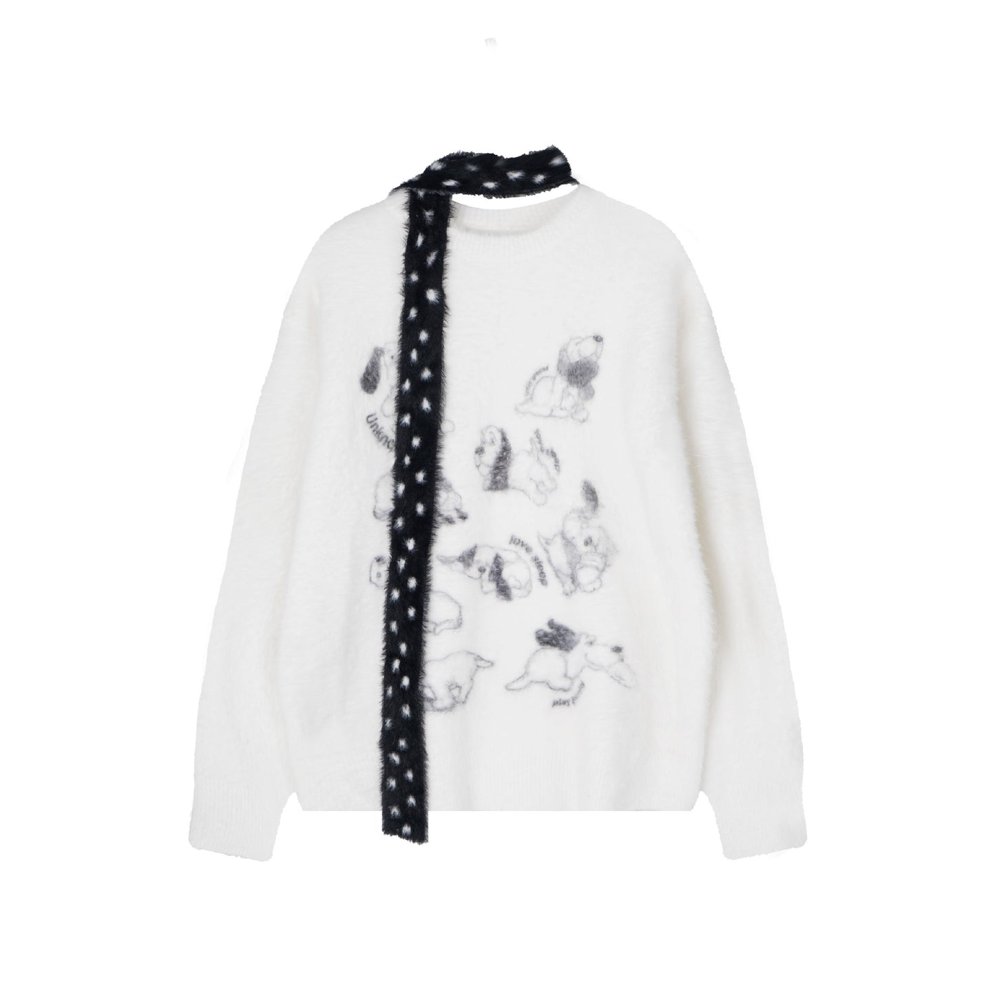 Amerikansk Gade Løs Stil Blød Klæbrig Mohair Dyre-Jacquard Sweater