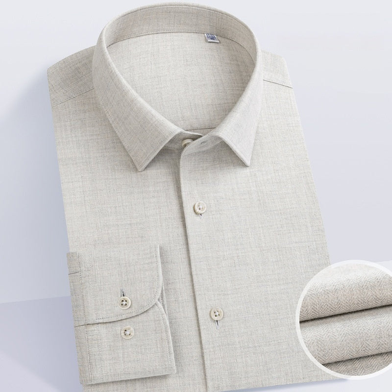 Mens Solid Color Brushed Thicker Long Sleeve Shirt Top
