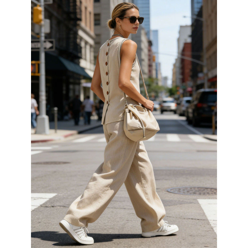 Womens Sleeveless Top And Pants Two-piece Set