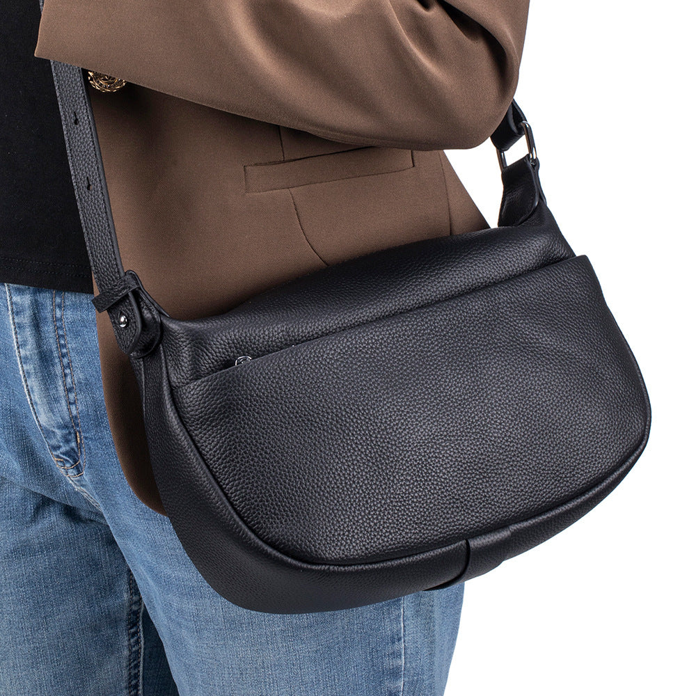 Womens Casual Commuter Fashion First-Layer Cowhide Shoulder Crossbody Bag