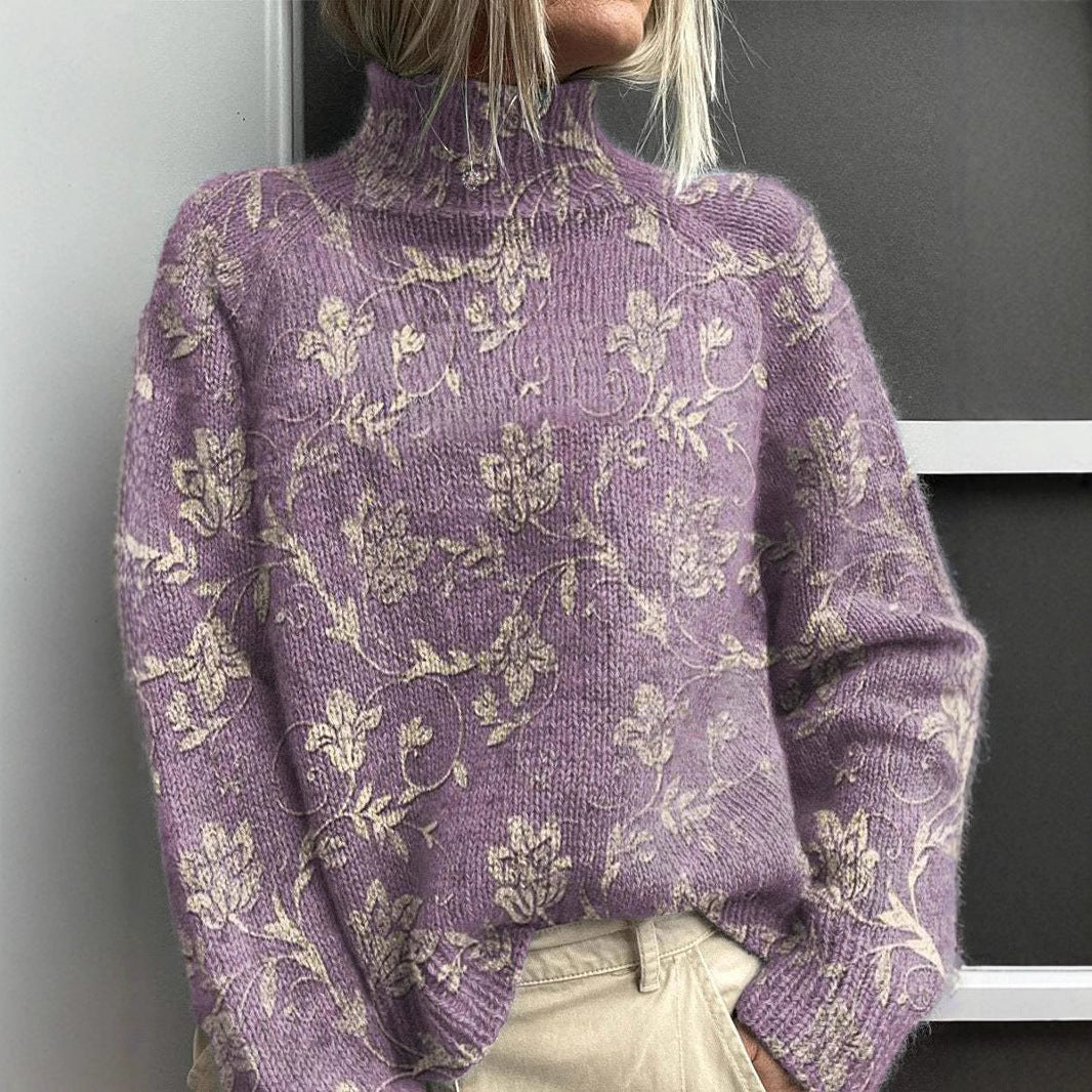 Dame enkel printet afslappet frakke cardigan sweater
