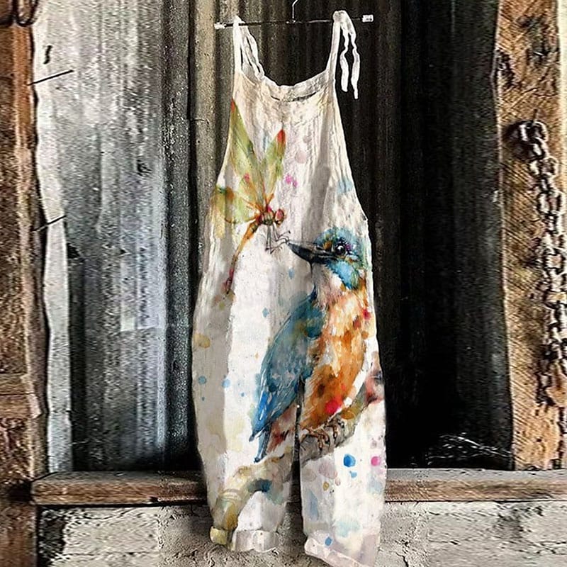 Women's Printed Suspenders New Summer Cotton And Linen Suspenders