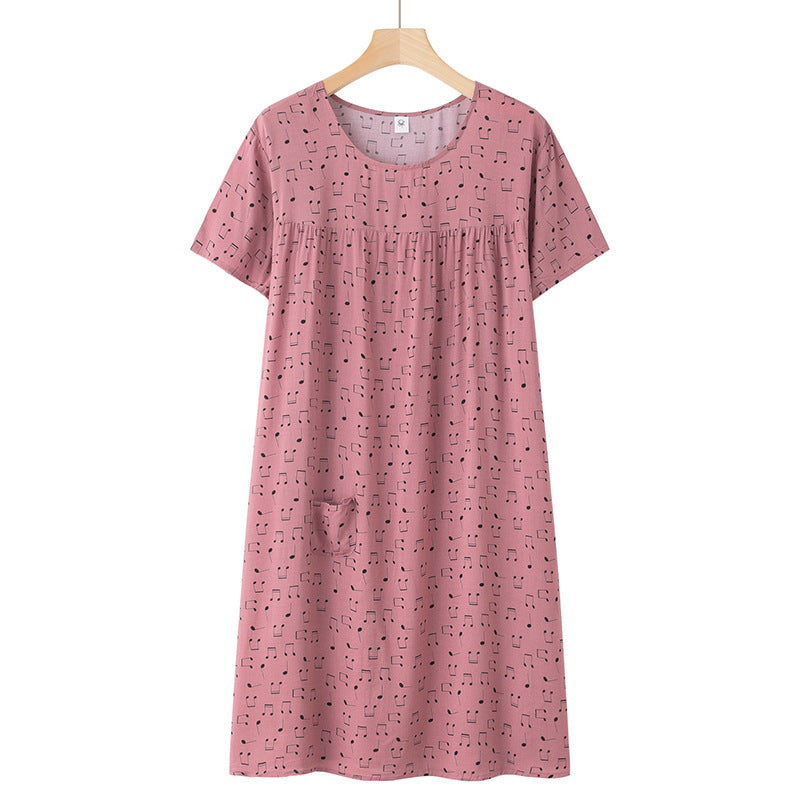 Women's Thin Loose Cotton Silk Short-Sleeve Dress