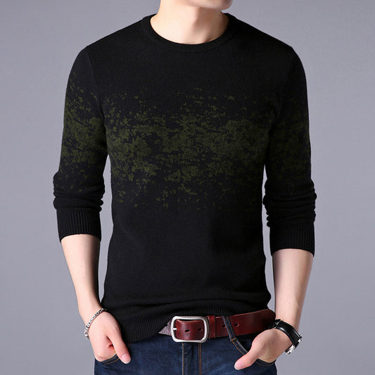 Round Neck Jacquard Cardigan Men Casual