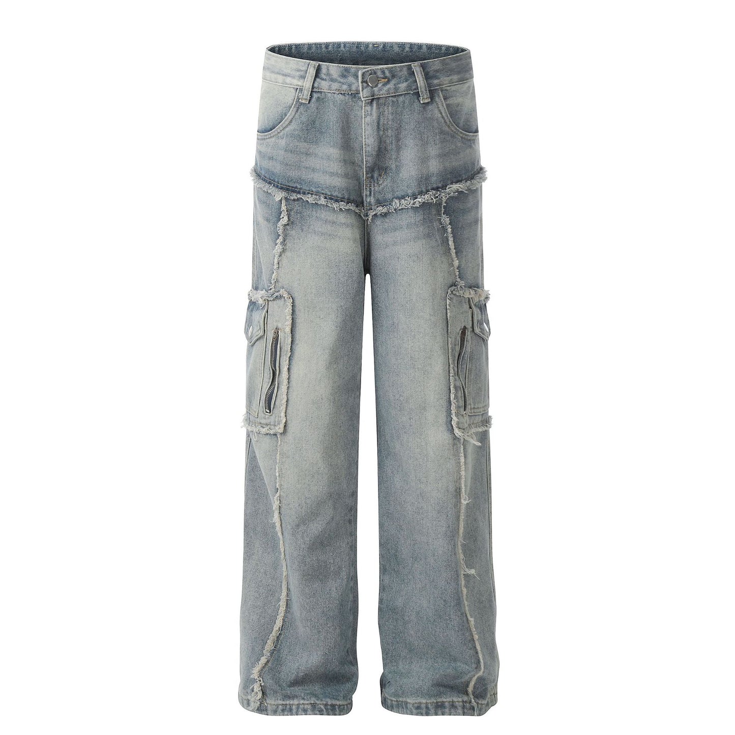 Jeans i høj kvalitet med design med flere lommer og rå kanter