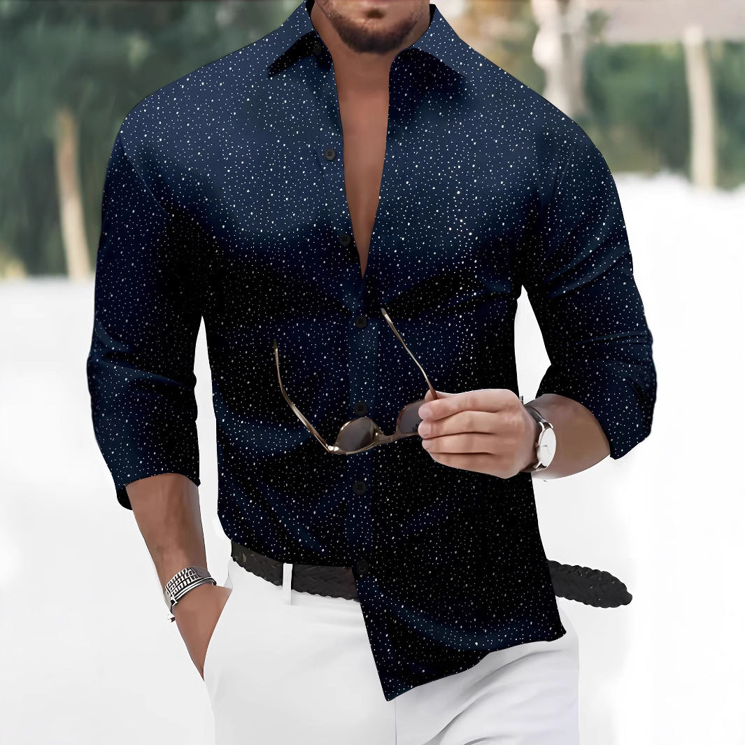 Polka Dot Bronzing Printed Casual Long Sleeve Shirt