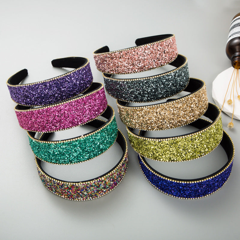 Shiny Diamond-encrusted Wide-brimmed Korean Style High Sense Face Wash Hair Band