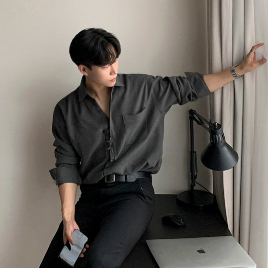 Casual Long-sleeved Men's Loose Non-ironing Shirt