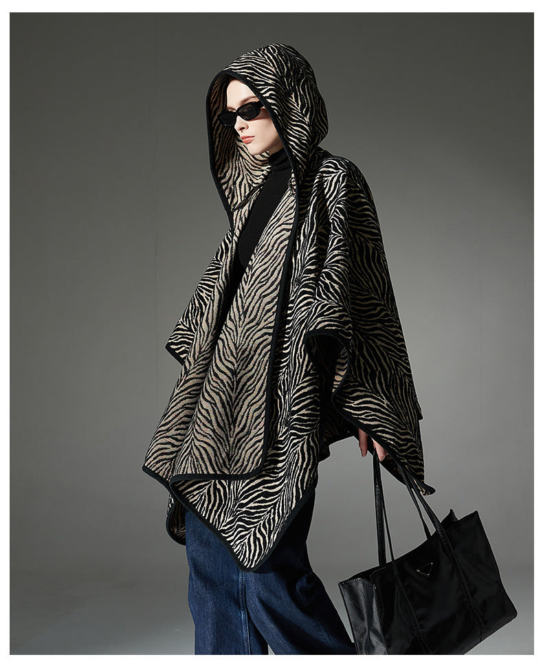 New Pattern Black Hoodie Cloak Shawl