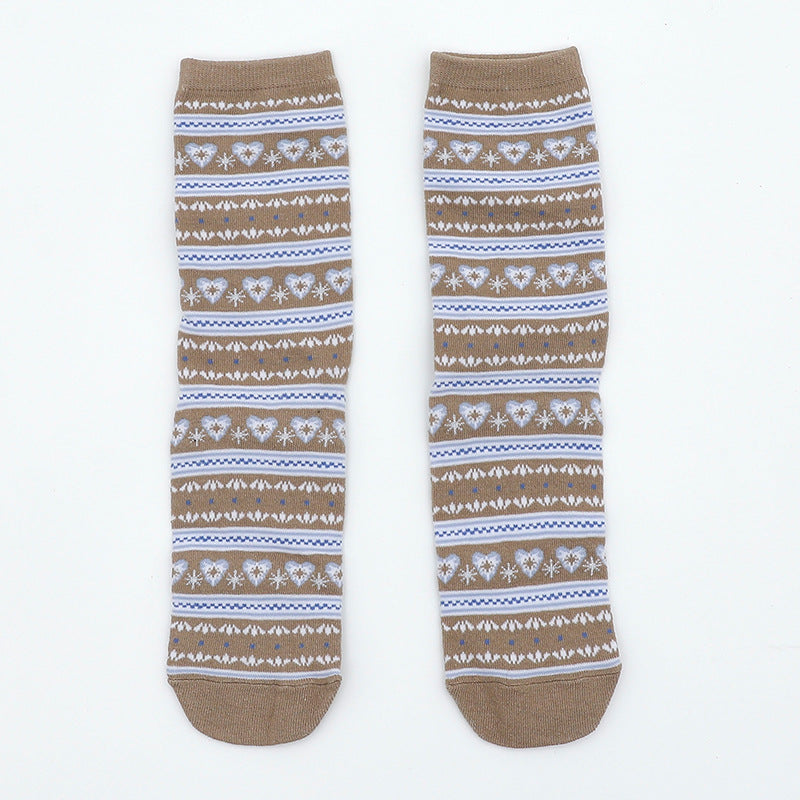 Christmas Couple Cotton Socks Gingerbread Man Gold Thread Men