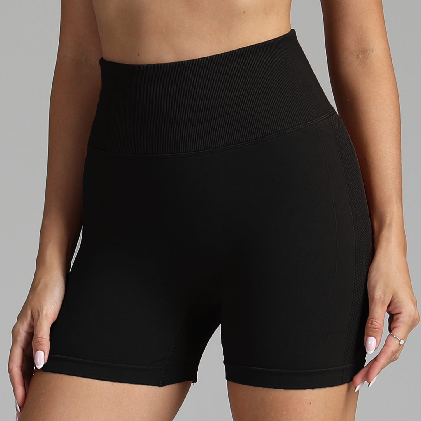 Sømløse yogashorts til kvinder ensfarvede højtaljede hofteløftende fitnessbukser løbetræningsbukser