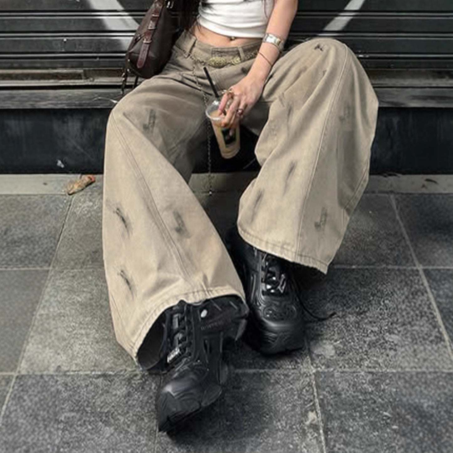 Street-style Feng Shui-washed Vintage Loose Casual Pants