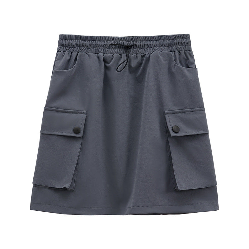 Women's Adjustable-Waist Drawstring Cargo Skirt