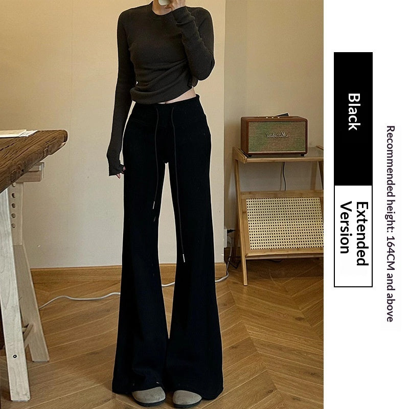 Dark Gray Flared Pants Womens High-Waisted Casual Sport Pants