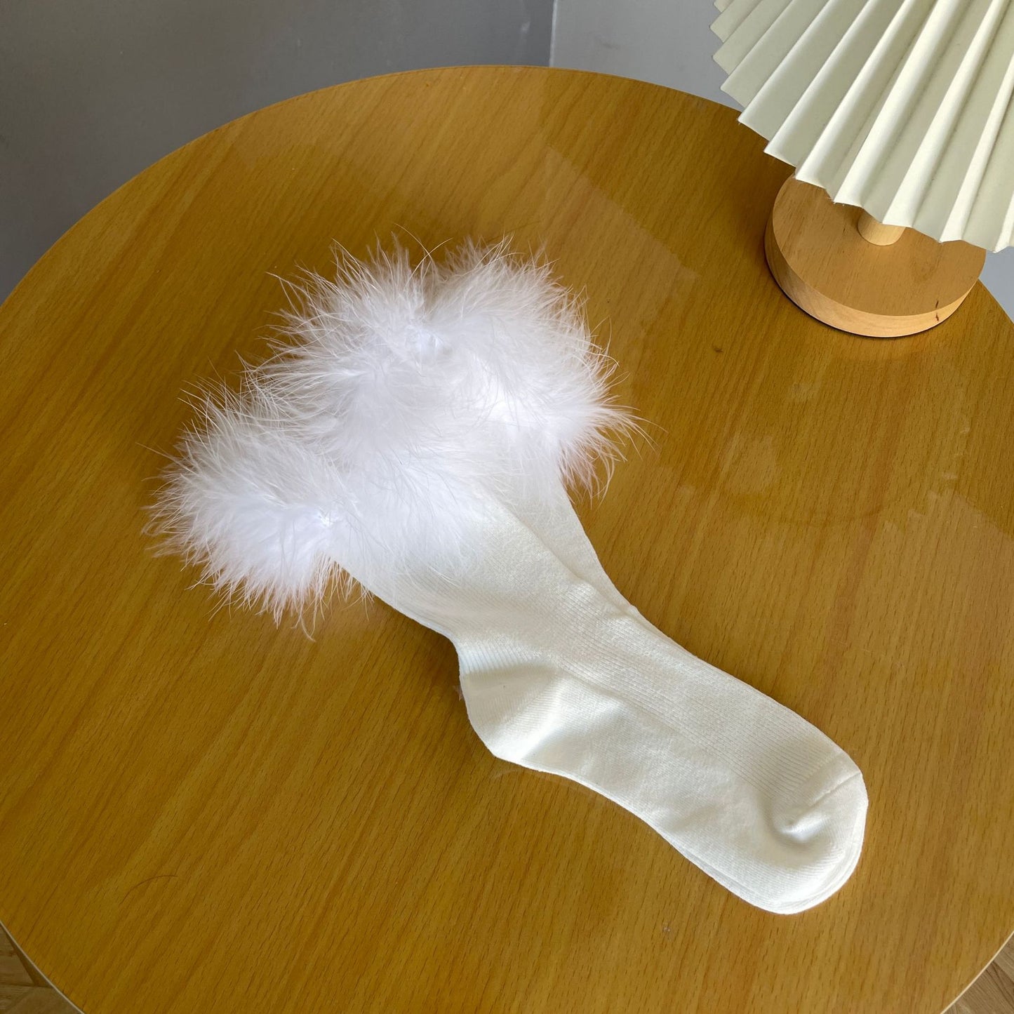 New Puffy Feather Pile Style Mid-calf Girl Cotton Socks
