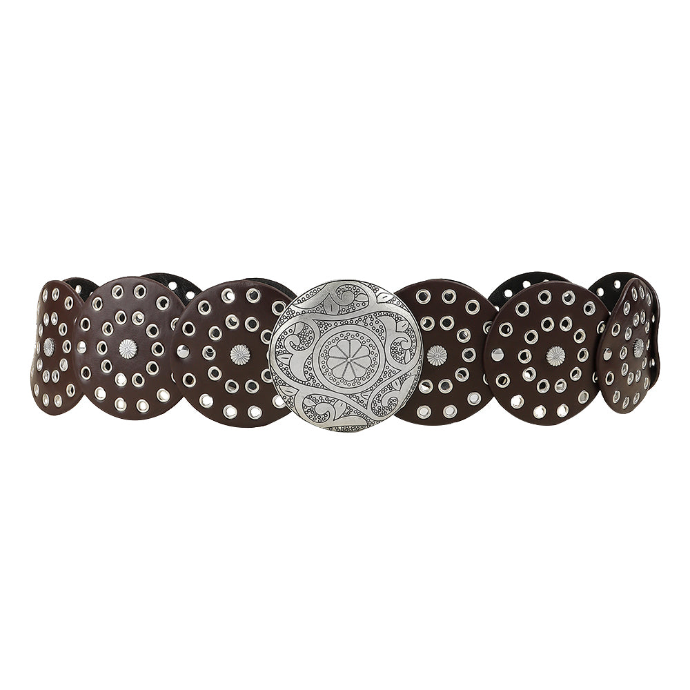 Fashion Punk Exaggerated Round Cutout Personality Belt Ladies Metal Retro Wide Belt