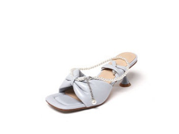 Elegante sløjfe perlekæde sommer nye stilet sandaler til kvinder