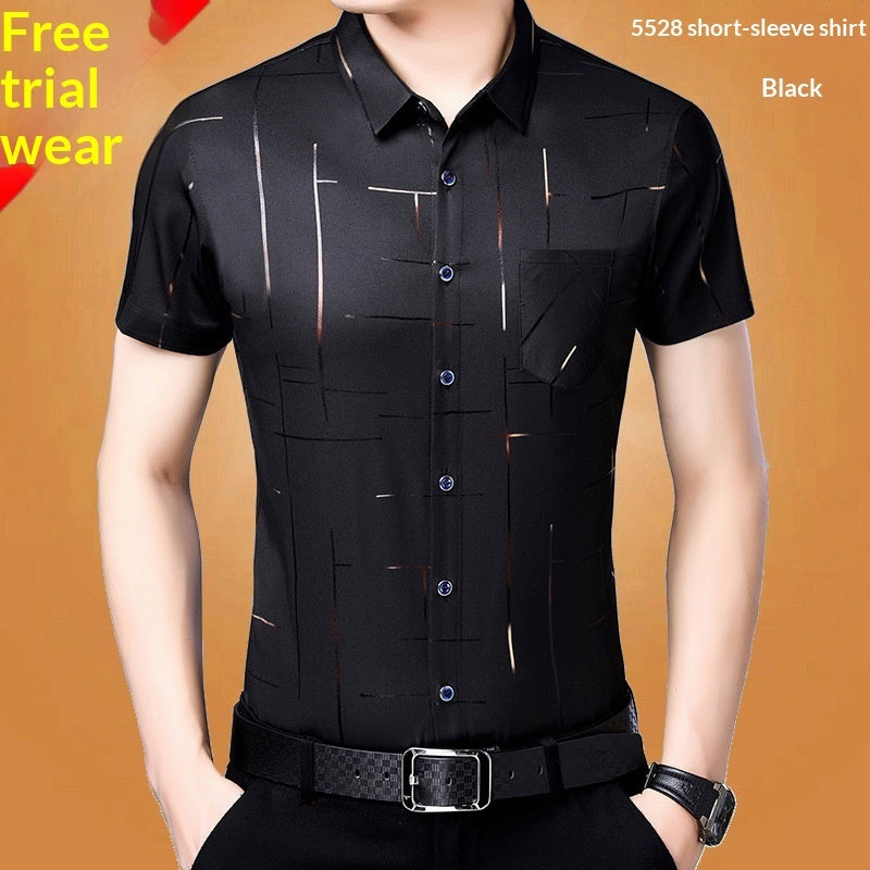 Men's Plus-Size Trendy Loose Short-Sleeve Shirt Extra Large