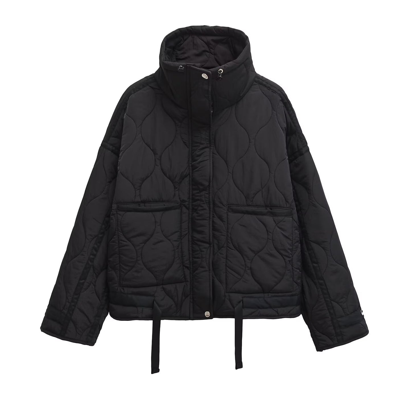 Women's Stand Collar Water Ripple Cotton Jacket Cuff