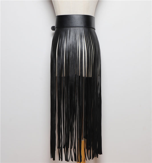 All-match Wide Belt Black Leather Belt
